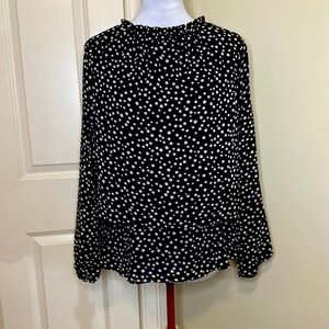 NINE WEST Sheer lined Layered top black white medium